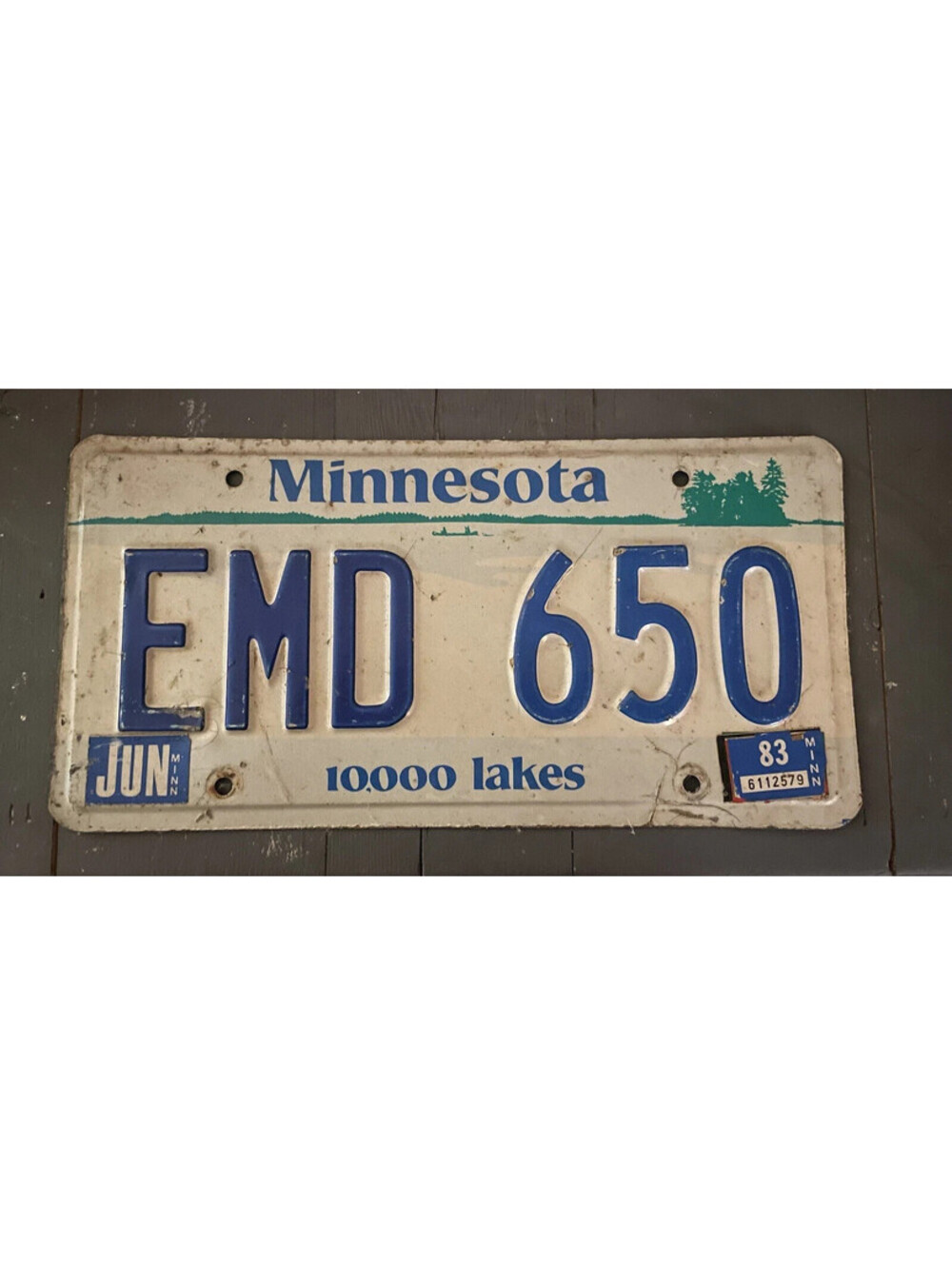 License Plate Minnesota EMD 1983 10,000 Lakes USA American Vintage EMD 650 MN 83